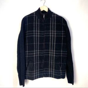 Burberry Black/Gray Zip Up Cardigan Sweater Jacket
